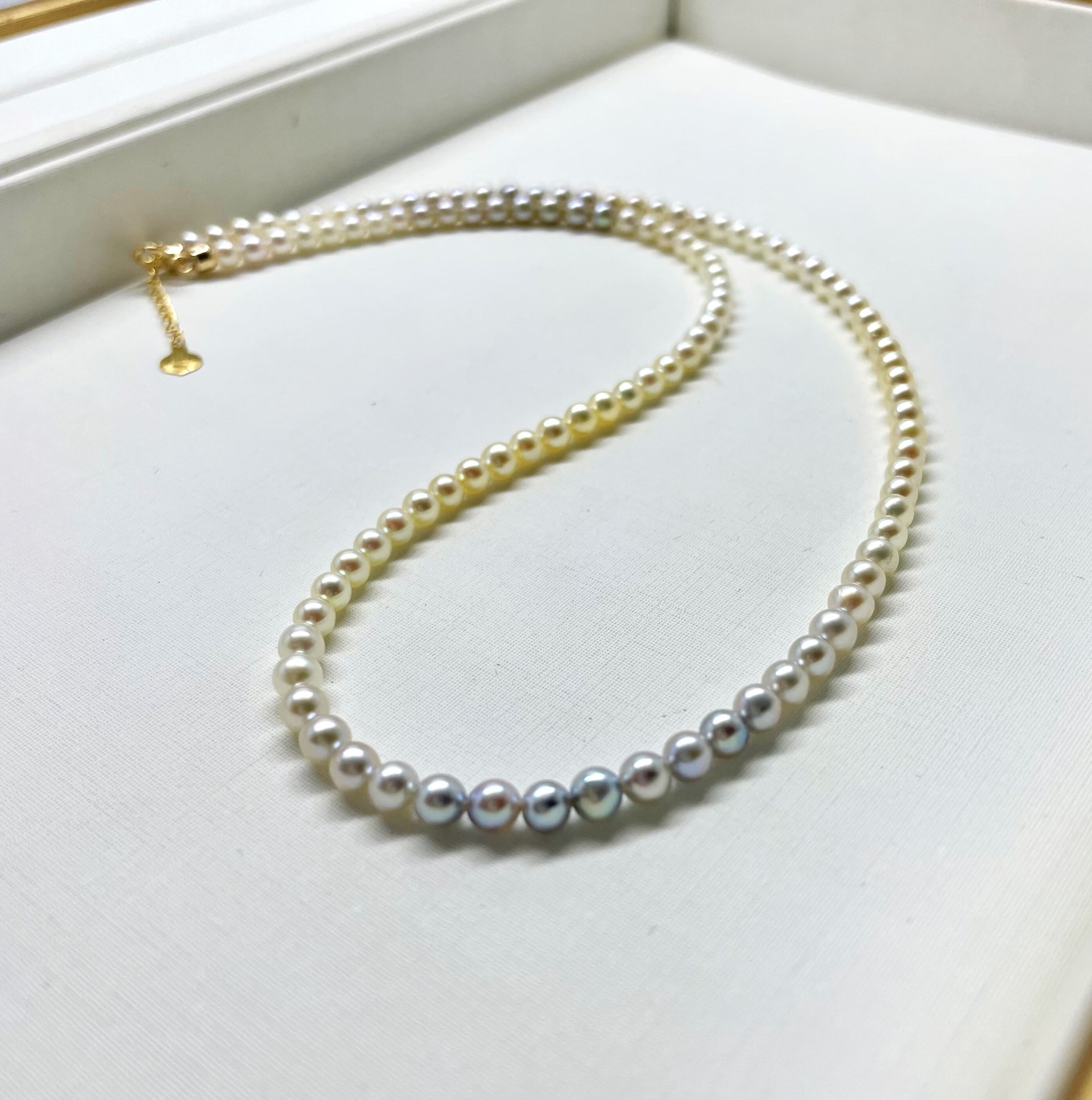 鳐亦海水四季彩色珍珠项链真多麻akoya羽皇金香槟金渐变锁骨链女 四季