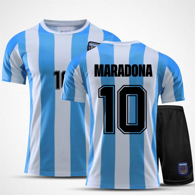 乌拓1986年阿根廷足球球衣套装男10号马拉多纳足球衣国家队复古训练服