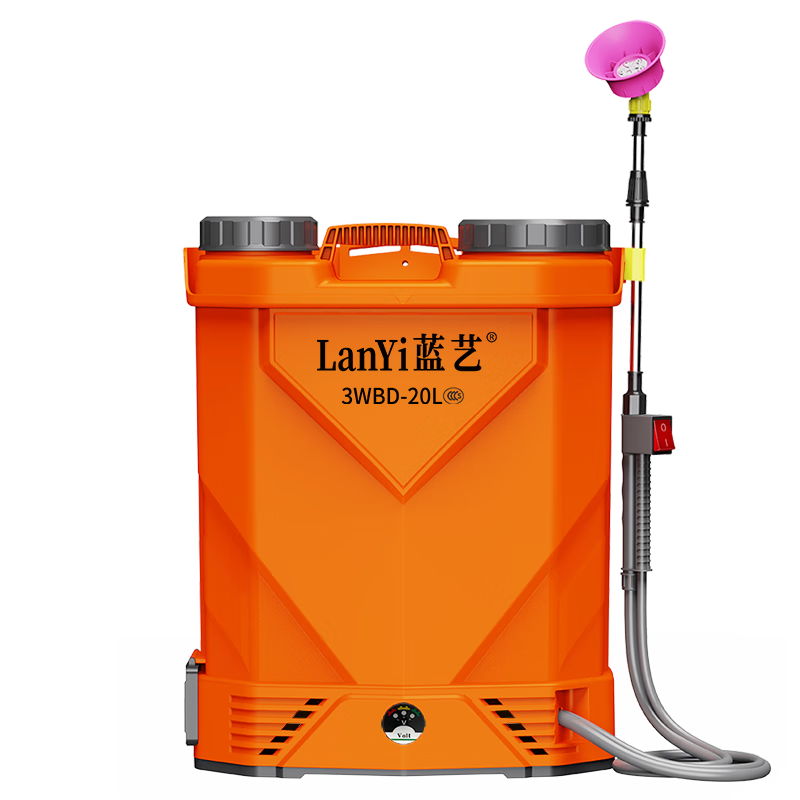 藍(lán)藝電動(dòng)噴霧器農(nóng)用雙核雙泵超高壓水泵背負(fù)式打藥機(jī)新款背壺農(nóng)藥噴壺 四開關(guān)20升50安鋰電鉆石橙雙泵