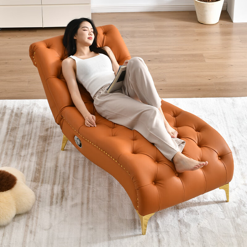 旷途贵妃椅 客厅贵妃躺椅沙发单人真皮阳台可躺美人榻设计师办公室午