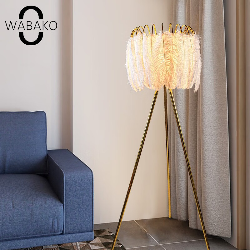 羽毛落地灯客厅卧室轻奢网红灯鸵鸟ins装饰氛围灯羽毛落地灯 白色羽毛