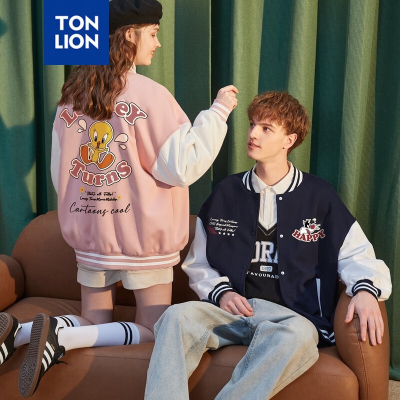 唐狮情侣外套秋季新款男女棒球服春秋情侣装潮 男款/藏青 L