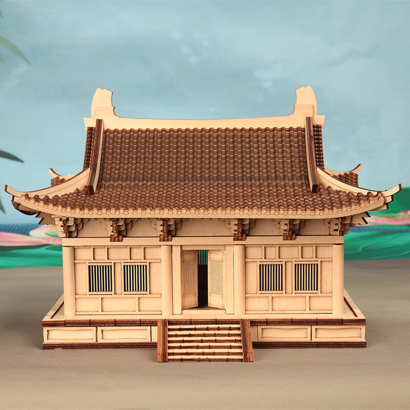 古建筑大殿3d立体拼图中国古典建筑榫卯拼插拼接积木摆件模型玩具