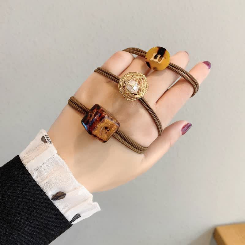 可爱百搭少女绑头发女发圈头饰圣诞节新年礼物 复古头绳三件套a2y703