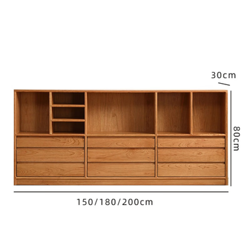 出写矮书柜 实木书柜落地储物柜客厅收纳柜日式展示柜小户型组合矮书