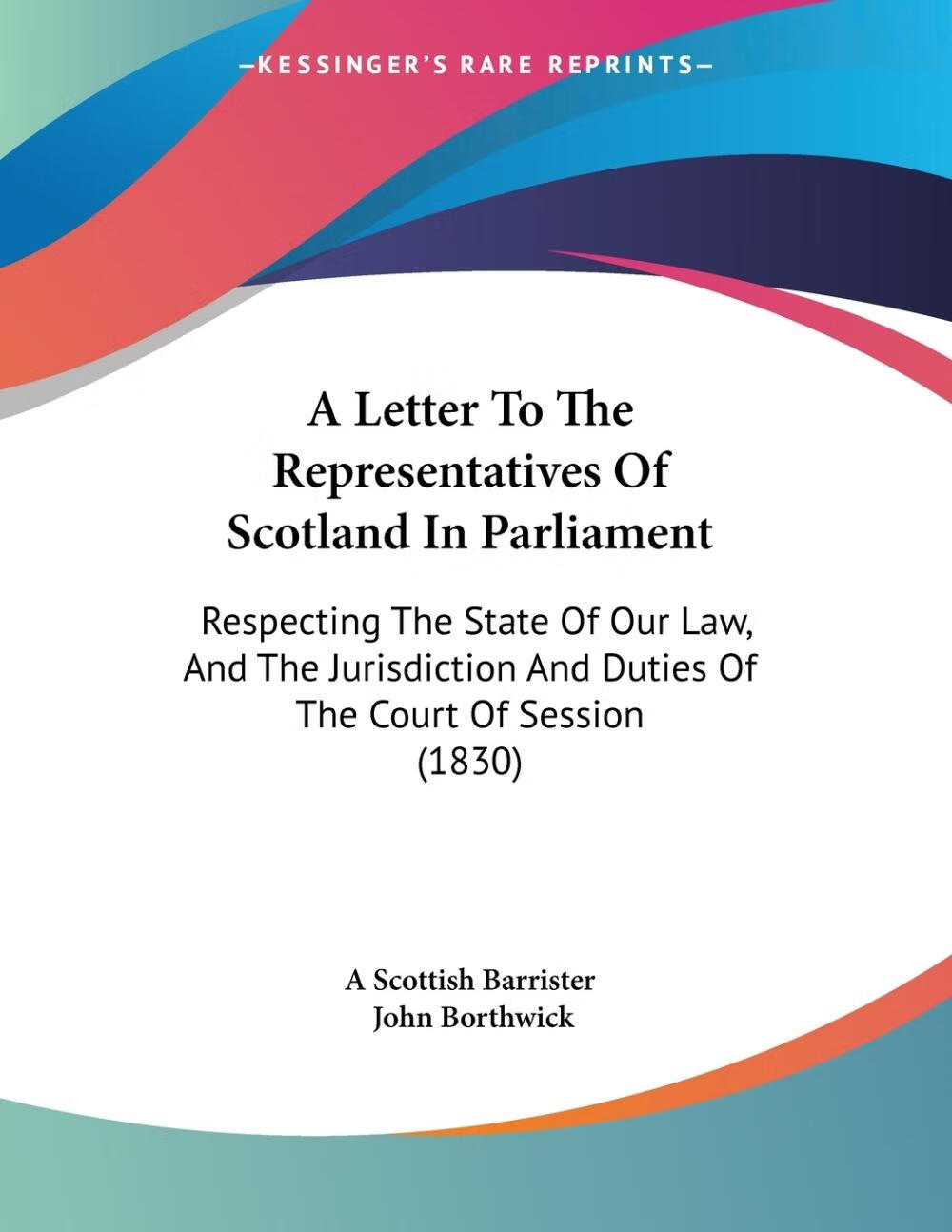 预售 按需印刷a letter to the representatives of scotland in