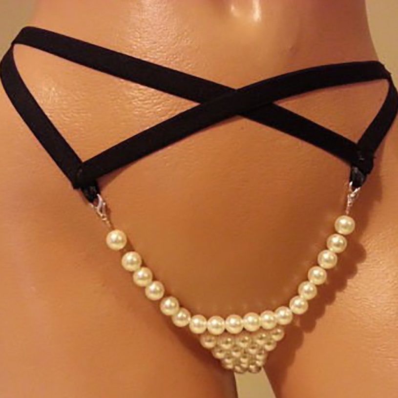 囝君佳珍珠内裤自给自足丁字裤按摩大珍珠内裤女性感诱惑低腰t裤 红色