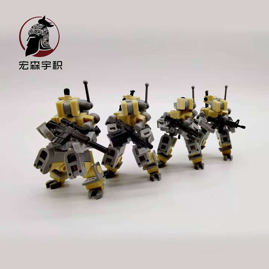 昂沐可载人机甲 武陵卫兼容乐高男军事可载人机甲机器人拼装 红色