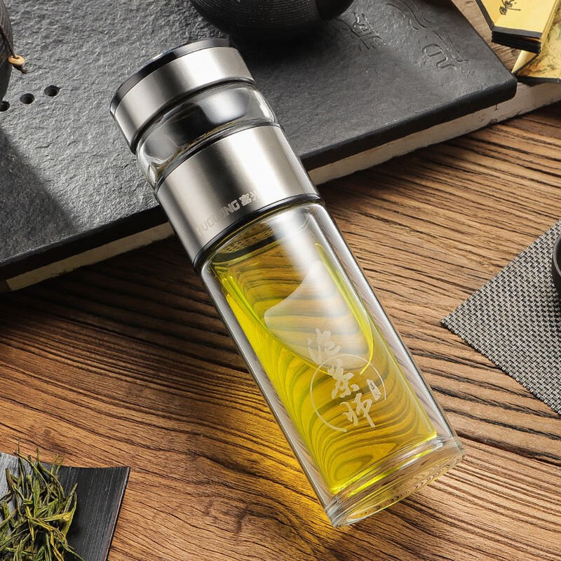 富光 玻璃杯 茶水分离杯 260ml男女泡茶便携水杯花茶杯过滤随手杯 蓝色260ml