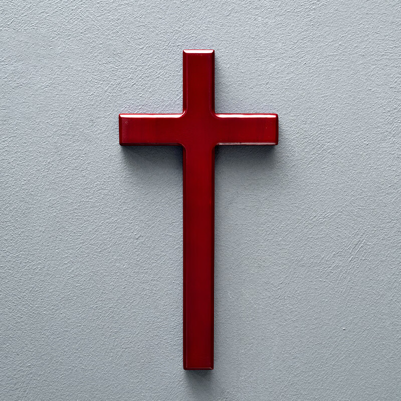 仲精置造枣红色实木十字架壁饰 居家装饰品 21cm高