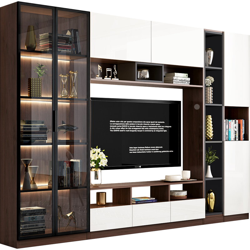 强象 北欧电视柜背景墙一体客厅多功能组合墙柜储物柜影视柜定制D1 款式1：2800