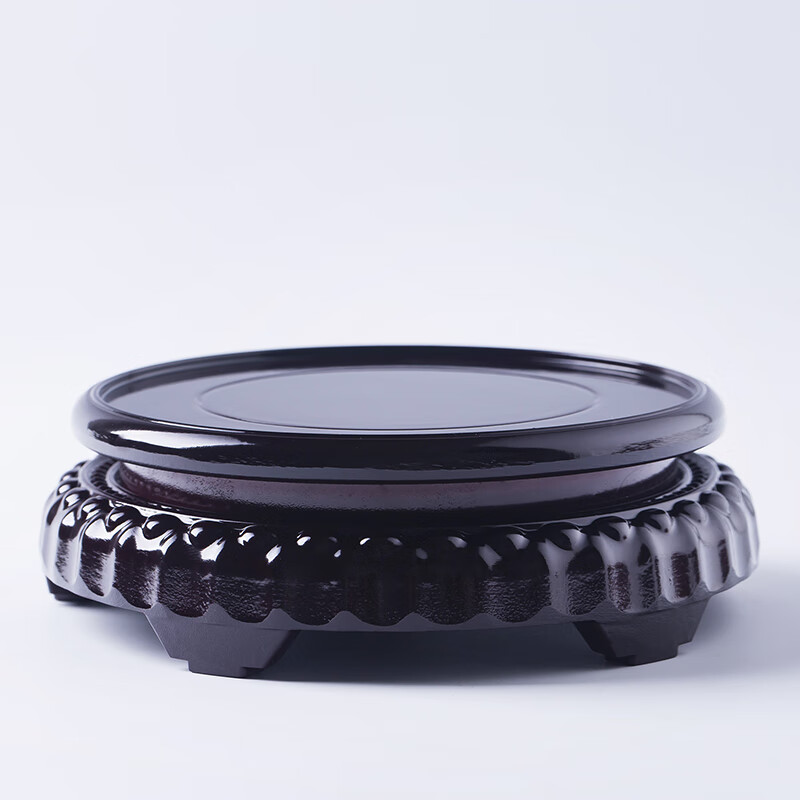 花瓶底座圆形木质 陶瓷茶壶花盆佛像鱼缸奇石头实木摆件旋转底座 旋转