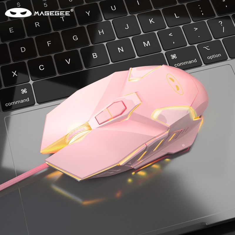 MageGee G10 有线背光游戏鼠标 女生可爱鼠标 电竞外设宏编程游戏吃鸡专用鼠标 USB电脑笔记本通用鼠标 粉色