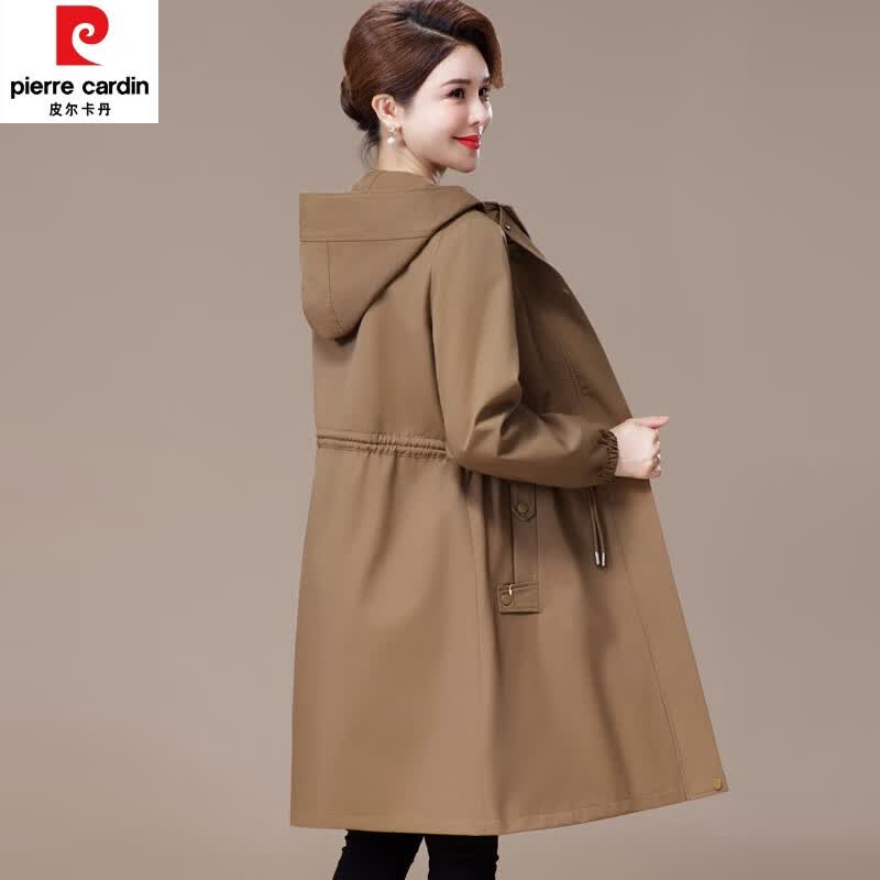 皮尔卡丹（pierre cardin）妈妈春秋装时尚外套女士中年新款洋气上衣中老年女装高贵中长风衣 驼色  XL 建议115斤以下属于什么档次？