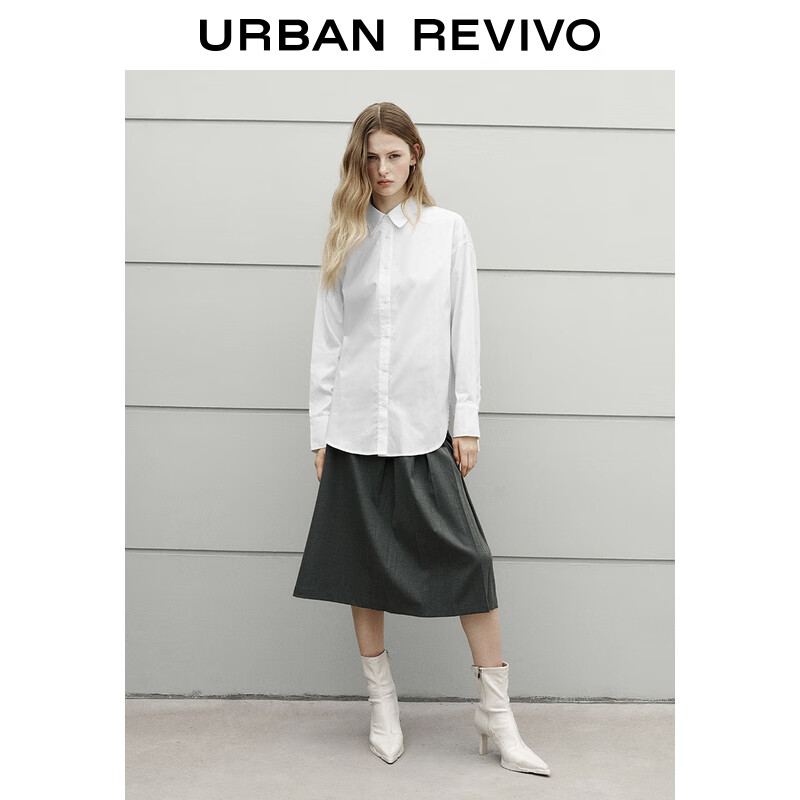 UR2023秋季新款女装时尚通勤纯色翻领宽松棉质开襟衬衫UWU230012 本白 S怎么样,好用不?