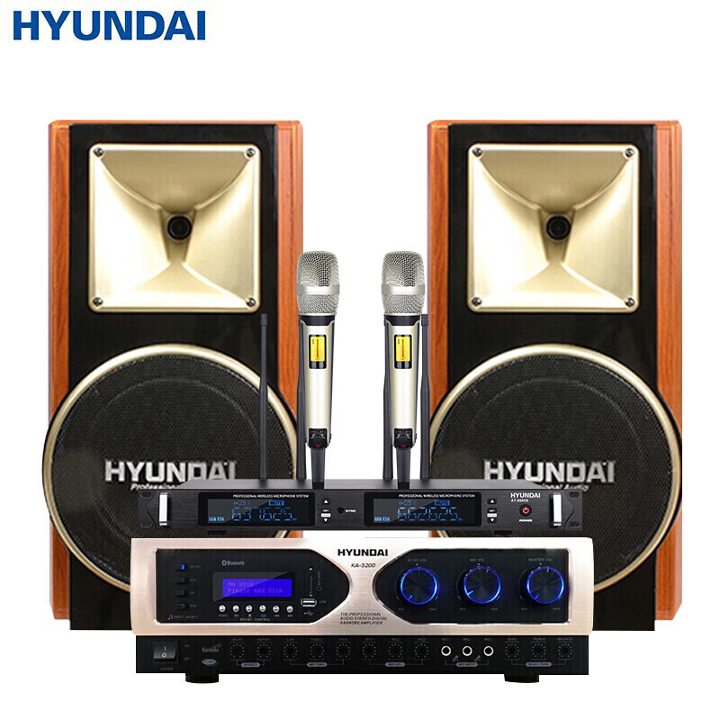 现代(hyundai ok-500套装 低音炮蓝牙功放音响套装 家庭影院卡拉ok