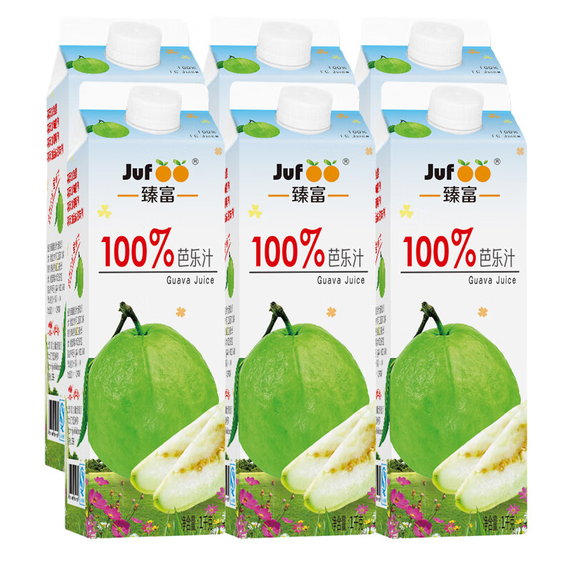 臻富(jufoo) 100%芭乐汁1kg*6大瓶整箱纯果汁番石榴汁好喝营养健康不