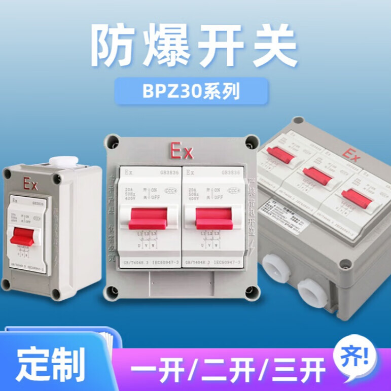 精选好货bpz30-20/1k2k3k三相防爆开关20a防爆断路器防爆照明开关