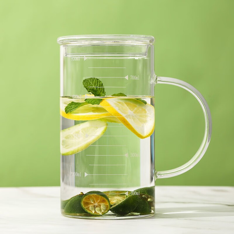 畅印 大容量1000毫升玻璃杯家用带把手泡茶喝水杯耐高温高硼硅办公室