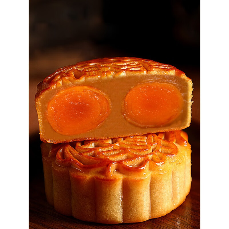 广式中秋节月饼500g双黄蛋黄白莲蓉月饼老式手工传统糕礼盒装送礼 双