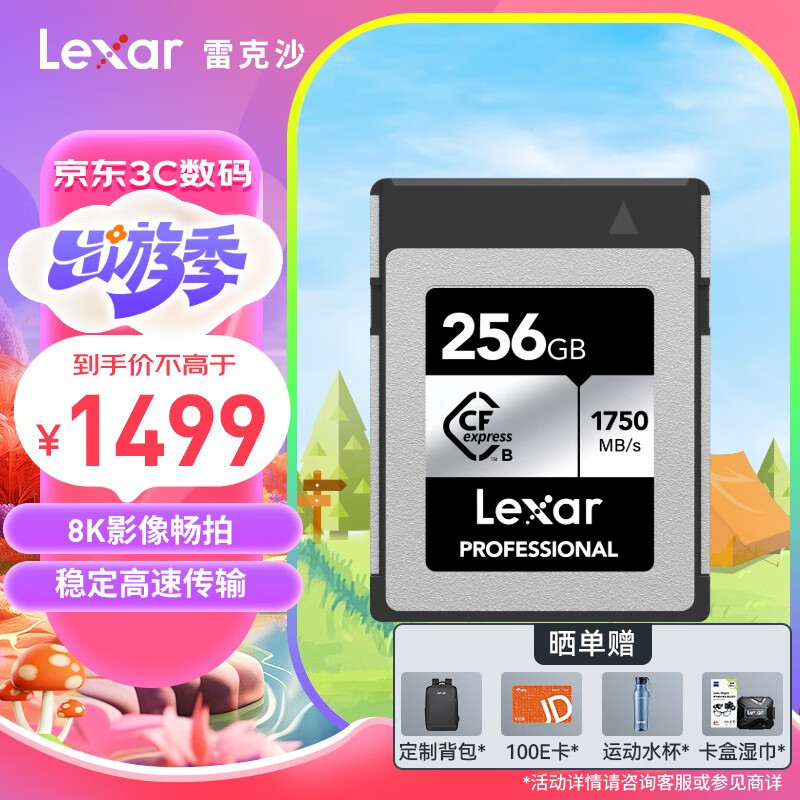 雷克沙（Lexar）256GB CFexpress Type B存储卡 读1750MB/s 富士佳能尼康适配 8K超清录制 cfe卡（SILVER）