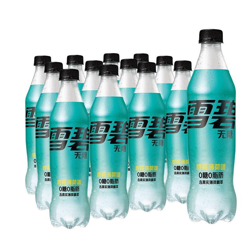 雪碧 sprite 柠檬薄荷味 无糖零卡 汽水 碳酸饮料 500ml*12瓶 整箱装