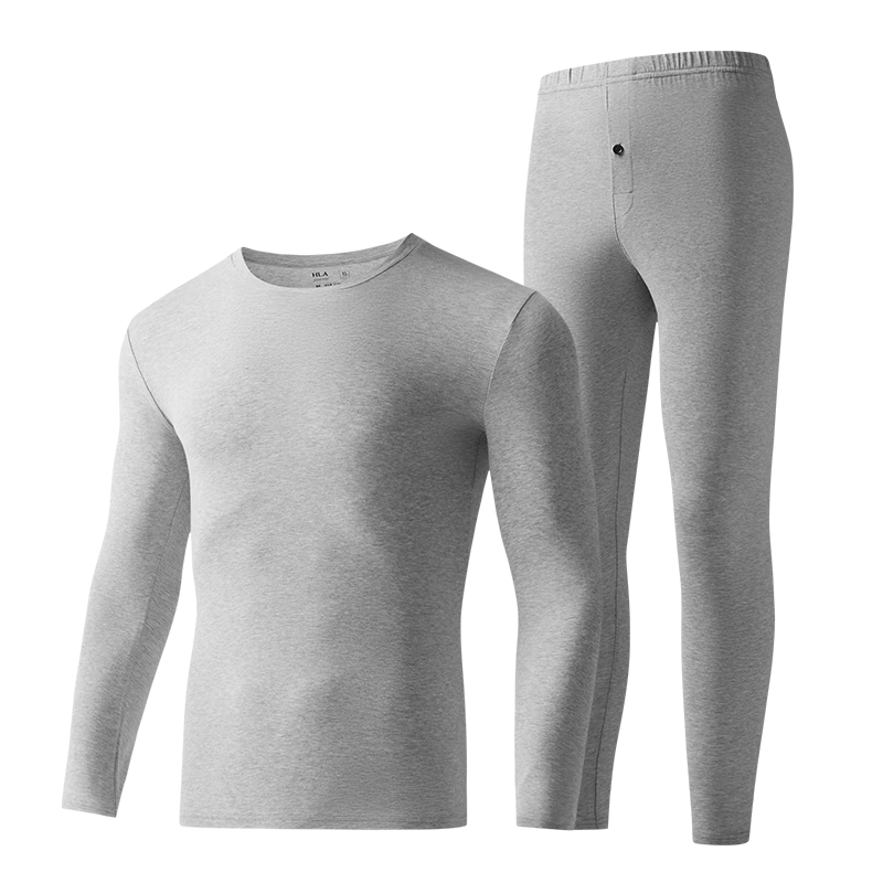 海澜之家【A类棉】秋衣秋裤男士圆领棉氨180g抗菌防螨发热薄保暖内衣套装