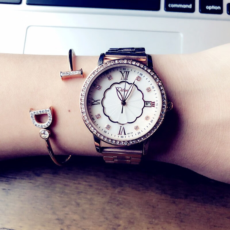 2020新款镶钻全自动机械表女士手表女奢华防水钢带夜光日历光迈腕表