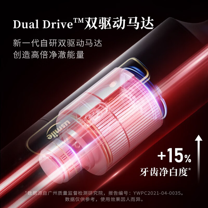 usmile 电动牙刷 成人情侣款 软毛声波自动牙刷 女王刷 樱桃粉【新年礼物】