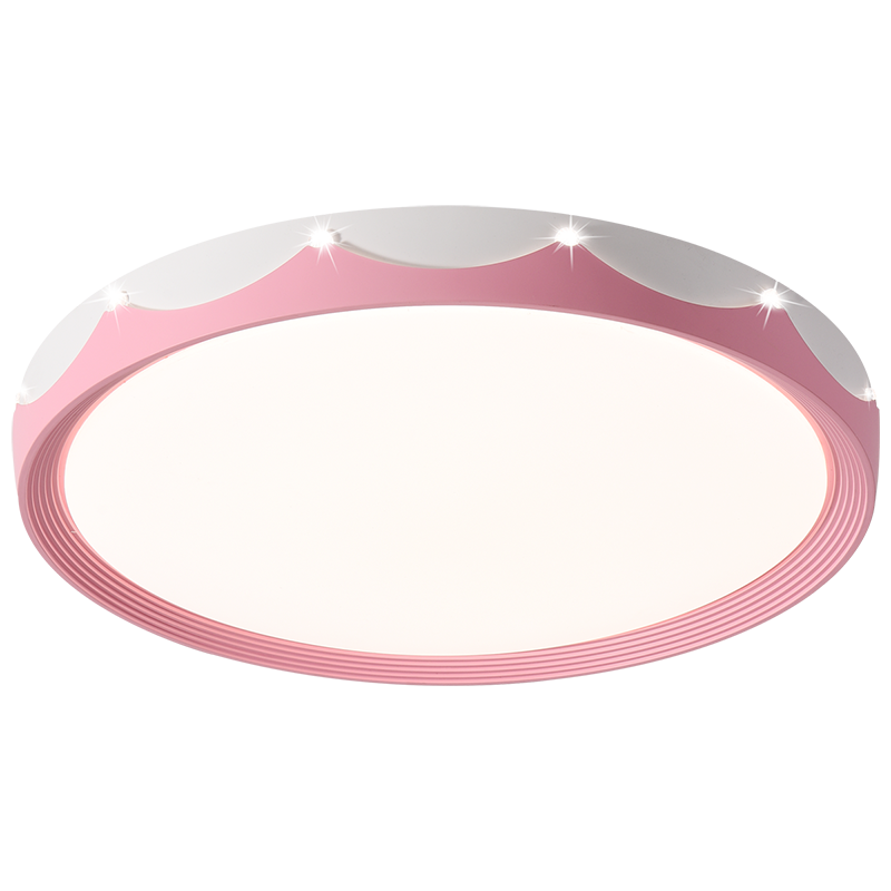 雷士(NVC) 雷士照明(NVC)LED卧室吸顶灯儿童灯 儿童房卧室房间吸顶灯 卡通创意温馨灯饰灯具 【皇冠-粉】36瓦三段调光儿童房卧室灯