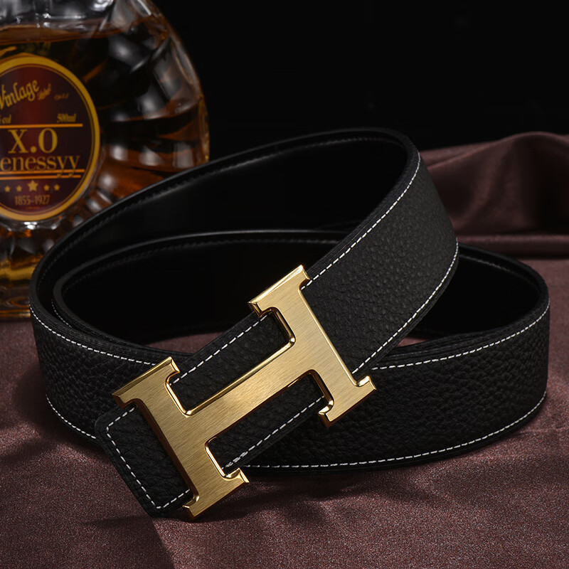 奥洛黛娅男士皮带品牌男士皮带真皮百搭时尚字母休闲腰带韩版潮流的