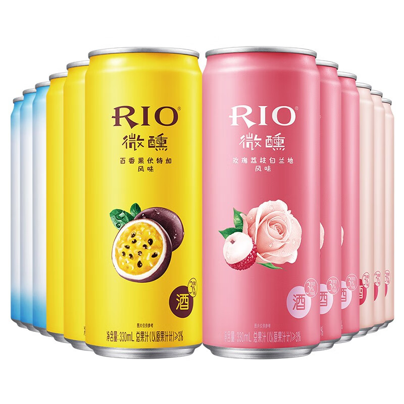 锐澳（RIO）预调鸡尾酒微醺清甜少女组合330ml*12罐4种口味