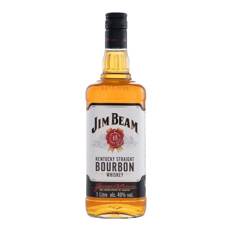 jim beam金宾波本威士忌 美国进口洋酒 白沾边1000ml