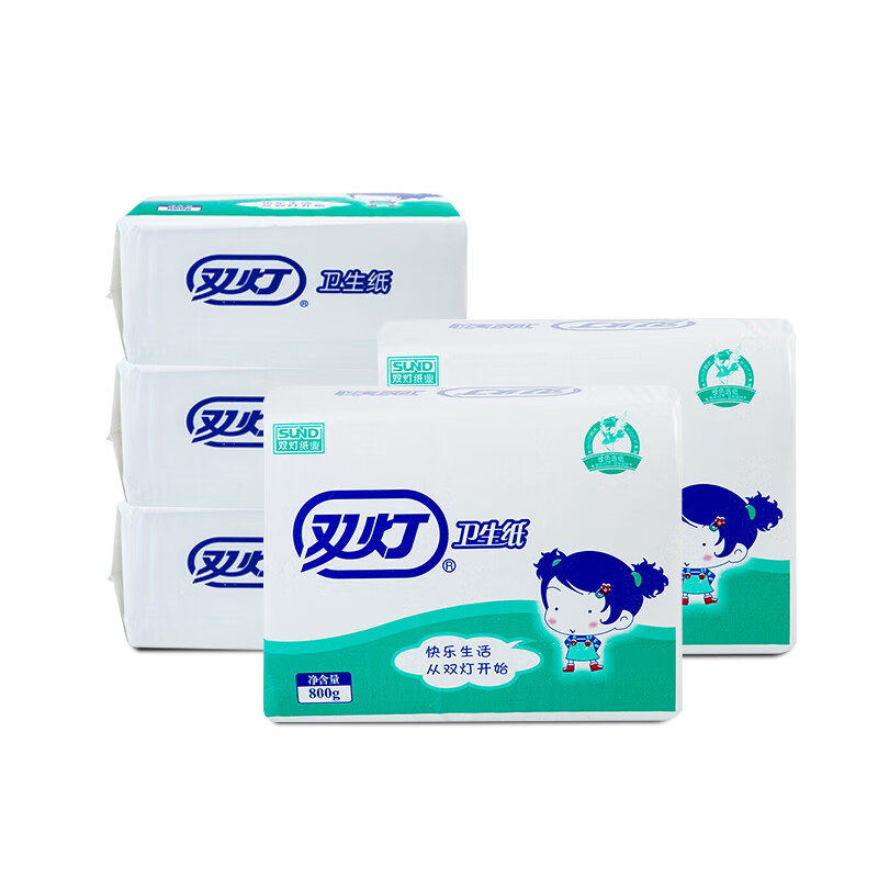 双灯卫生纸家用实惠装平板大包厕纸800g克草纸厕所5包