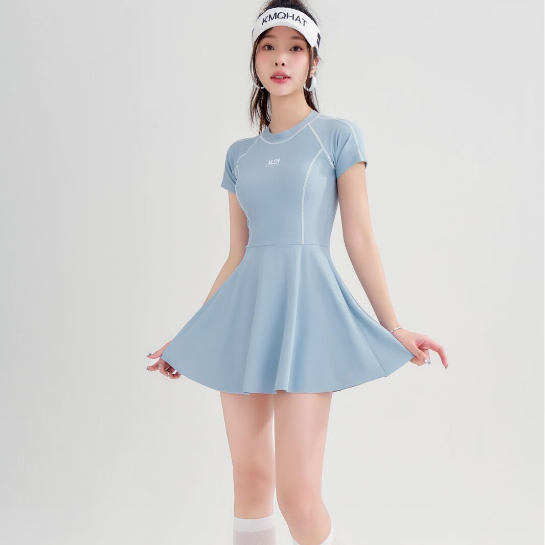 eoenkky运动风泳衣女款高级感时尚线条连体裙立体裁剪显身材高腰性感