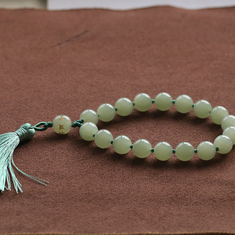 今传福天然和田玉十八子手持18颗 新疆和田晴水手串女士手持念珠串