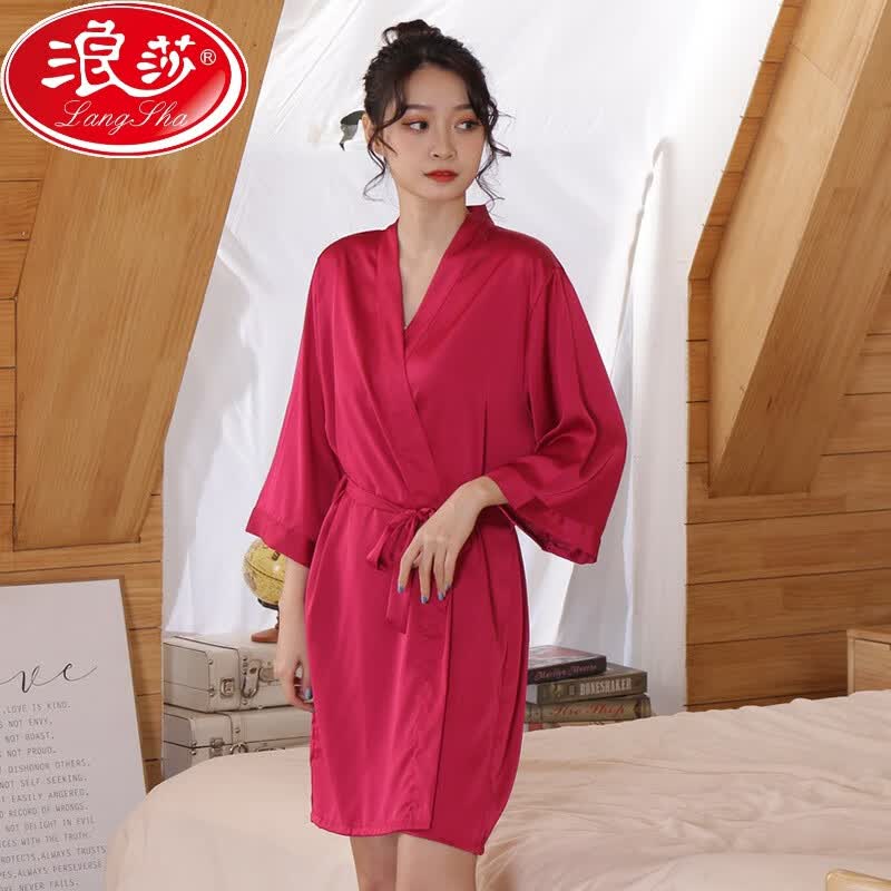 浪莎(langsha)新娘晨袍加肥加大尺码200斤300斤胖mm结婚伴娘睡袍浴袍