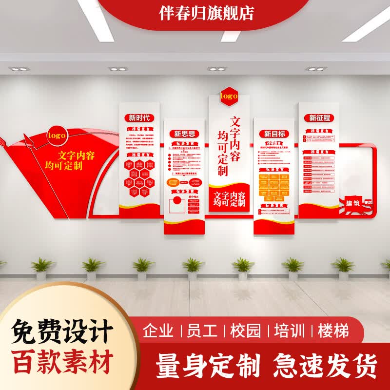 2022党员活动室文化墙2022党建装饰墙面主题文化墙 亚克力党支部办公