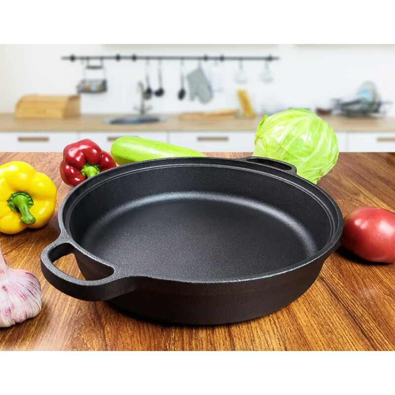 水煎包锅家用铸铁加厚平底烙饼锅不粘锅水煎包锅家用老式饼铛无涂层生