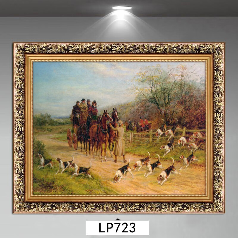 林格印象欧式复古人物装饰画骏马车骑士皇家绅士贵族骑马术油画挂画