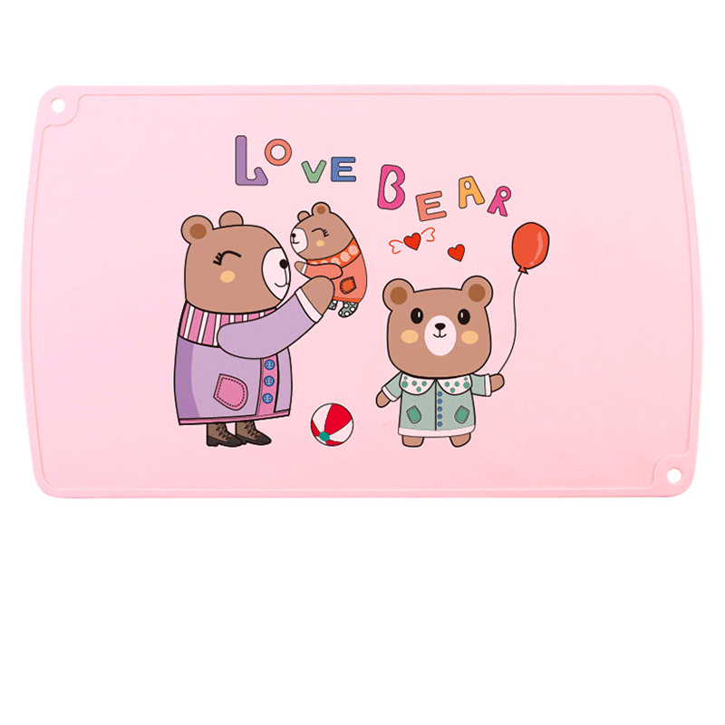 学校一年级儿童用餐桌垫午餐防水防油硅胶可折叠餐布垫 小熊baby-粉底