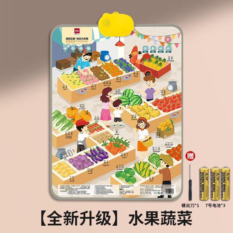 儿童认识发声宝宝早教拼音字母表墙贴启蒙识字玩具 有声挂图-水果蔬菜