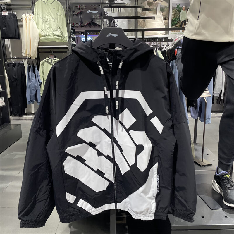 李宁22新款防风外套男2022春季新款反伍badfiv休闲运动连帽外套afds