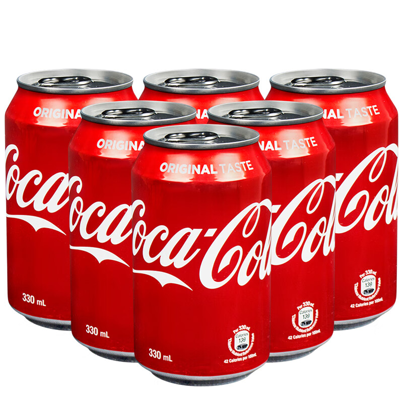 可口可乐原味可乐碳酸饮料易拉罐整组330ml*6罐 红色可口330ml*6罐