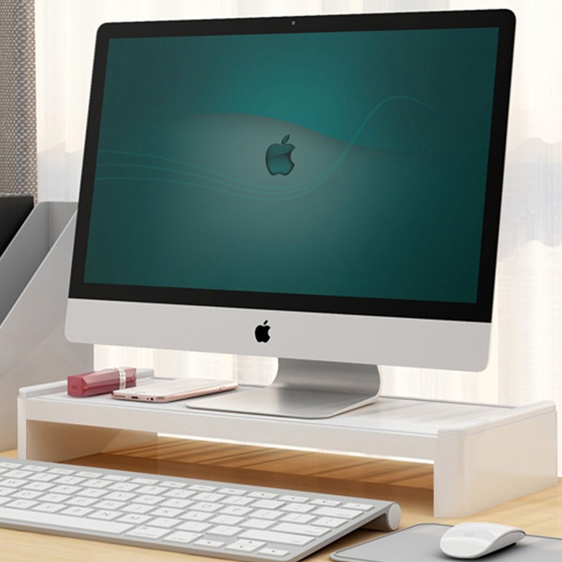 纳份爱 电脑显示器增高架子显示屏桌 办公桌面收纳架笔记本垫高支架底座加高置物架 单层 白色