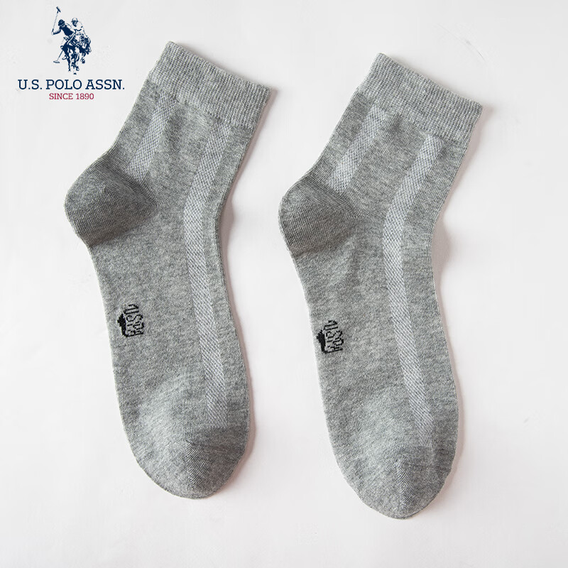U.S. POLO ASSN. 袜子男棉质四季可穿单双装5195123012 灰色 均码