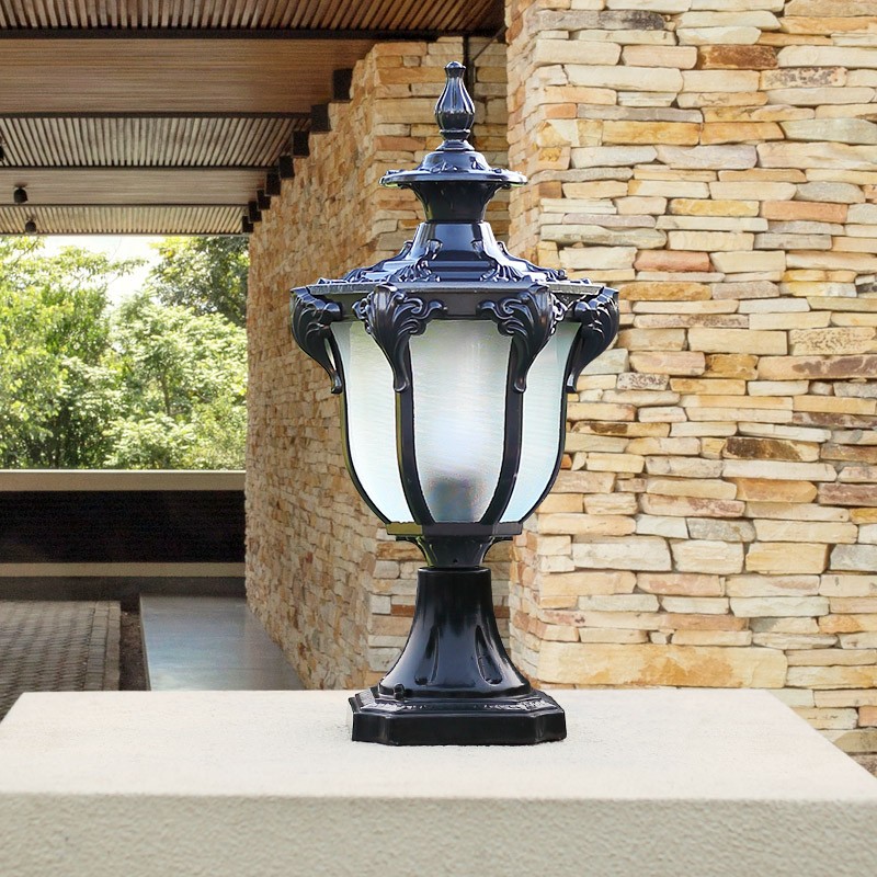 防水庭院led灯室外门口柱子墙头欧式柱头灯 小号花蝴蝶/黑色(接电款)