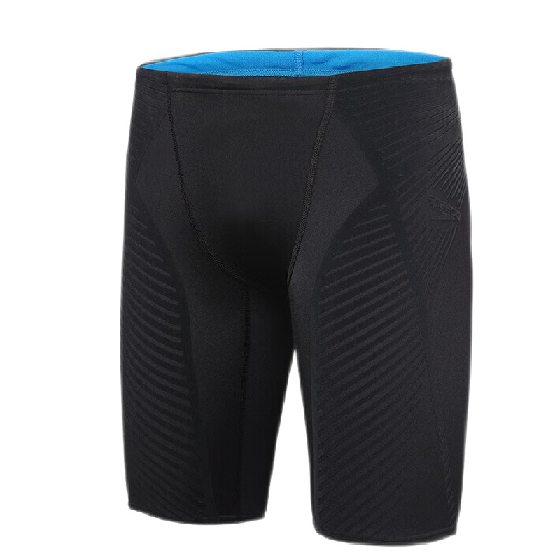 速比濤（Speedo）【潘展樂同款】泳褲男Fit泳感健身柔軟速干V形設(shè)計抗氯及膝泳褲 黑/藍(泳褲) L (高175-180cm,重76-85kg)