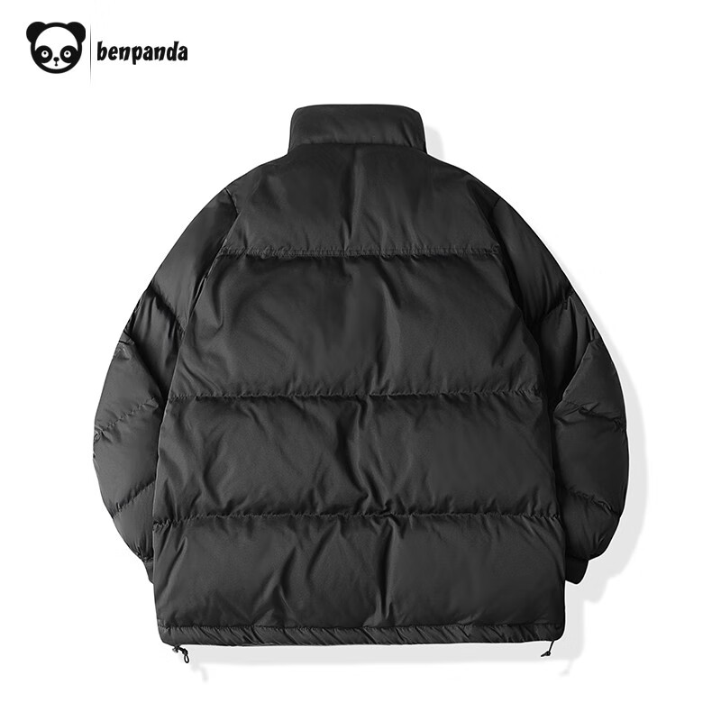 熊猫·本(ben.panda)工装羽绒服男潮流时尚立领加厚保暖户外休闲上衣多穿外套 黑色(防泼水面料) M