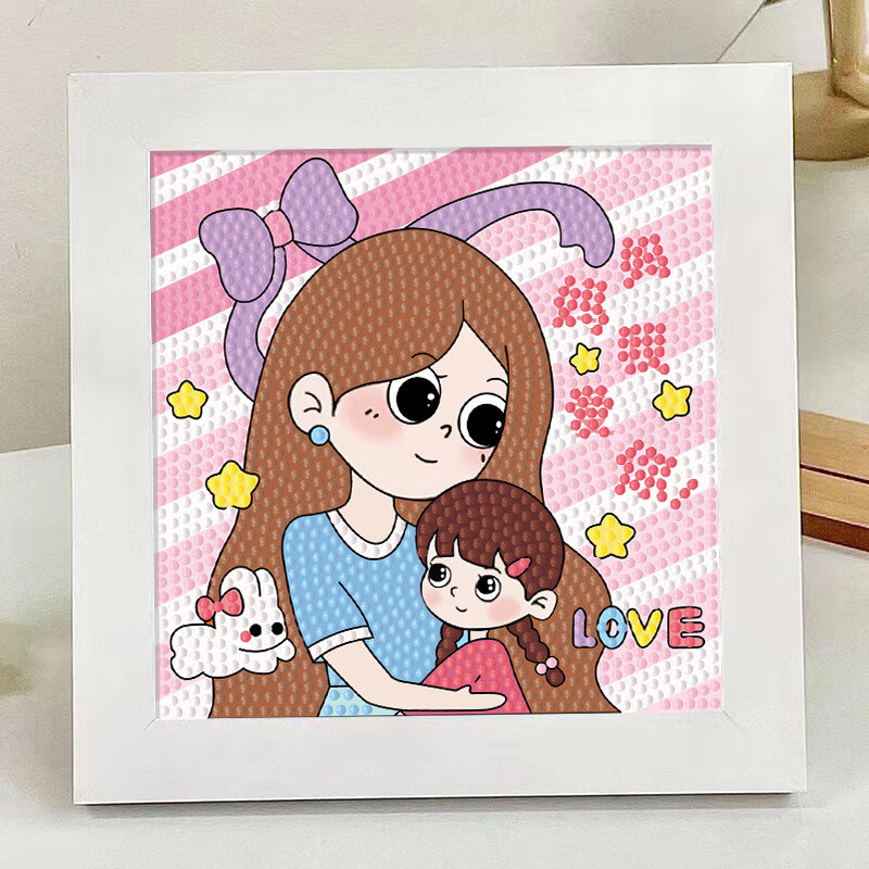丌亓钻石画一家人三四五口幸福之家儿童手工送爸爸妈妈 669妈妈我爱你